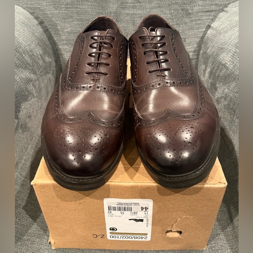 Zara Classic Brown Leather Men's Brogues Shoes Size 11M🔥